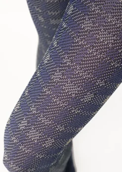 Flash Sale Oroblu Texture Tartan Tights Blue Tartan