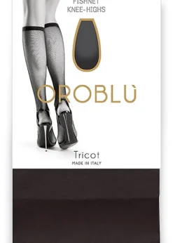 New Oroblu Tricot Fishnet Knee Highs Black