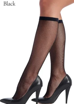 New Oroblu Tricot Fishnet Knee Highs Black