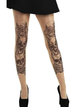 Discount Pamela Mann See Hear Speak No Evil Tattoo Tights Nude