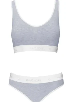Discount Passion Sports Edition Cross Racer Back Bra And Thong Set Grey Marl