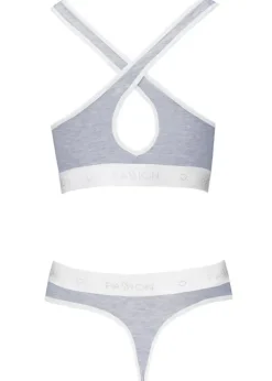 Discount Passion Sports Edition Cross Racer Back Bra And Thong Set Grey Marl