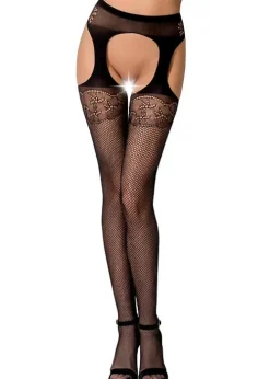 Hot Passion Vivian Net Suspender Tights Black