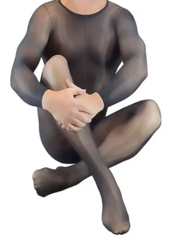 New Pearl and Poseidon Bacchus Sheer Glossy Long Sleeved Bodystocking For Men