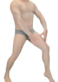 New Pearl and Poseidon Bacchus Sheer Glossy Long Sleeved Bodystocking For Men