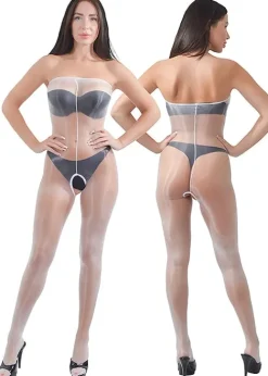 Fashion Pearl and Poseidon Desponia Crotchless Chest High Ultra Shine Tights