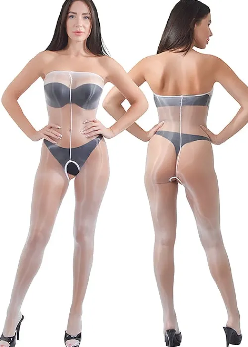 Fashion Pearl and Poseidon Desponia Crotchless Chest High Ultra Shine Tights