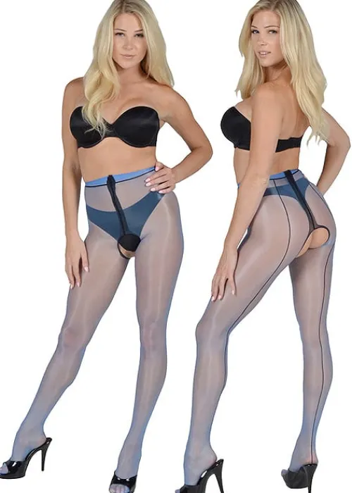 Shop Pearl and Poseidon Hestia Backseamed Crotchless Ultra Shine Tights