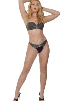 Shop Pearl and Poseidon Marisol Polka Dot Gloss Crotchless Full Bodystocking