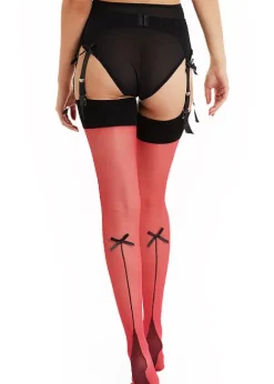 Best Sale Playful Promises Bow Backseam Lollipop Red Stockings Lollipop Red Black Seam