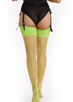 Online Playful Promises Seamed Stockings Acid Lime