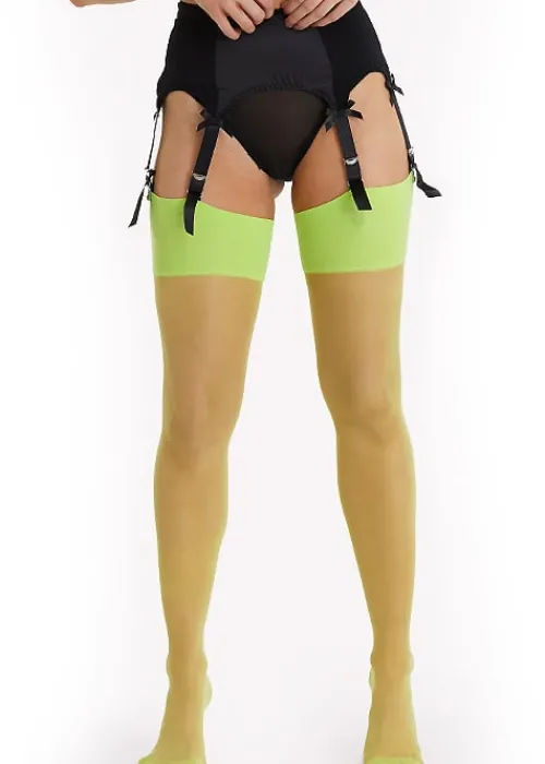 Online Playful Promises Seamed Stockings Acid Lime