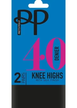 Online Pretty Polly 40 Denier Knee Highs With Silk Finish (2Pp) Black