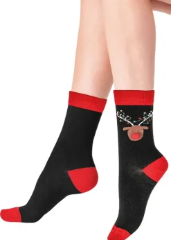 Sale Pretty Polly Christmas Reindeer Socks Black