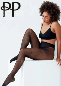 New Pretty Polly Eco Wear Biodegradable Spot Tights Black