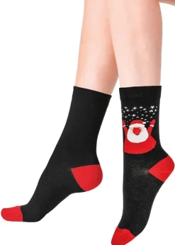 Sale Pretty Polly Festive Santa Socks Black