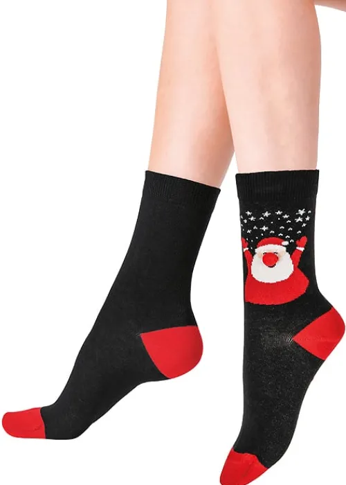 Sale Pretty Polly Festive Santa Socks Black