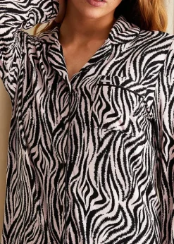 Clearance Pretty You London Animal Print Bamboo Pyjama Set Zebra Animal Print