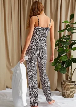 Discount Pretty You London Animal Print Bamboo Cami And Trouser Pyjama Set Zebra Animal Print