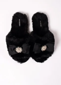 Hot Pretty You London Anya Slippers Black