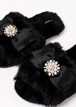 Hot Pretty You London Anya Slippers Black