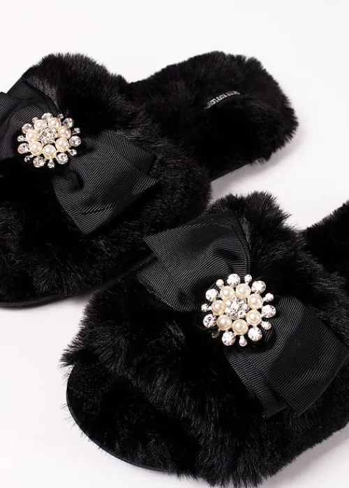 Hot Pretty You London Anya Slippers Black
