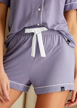 Flash Sale Pretty You London Bamboo Shirt And Short Pyjama Set Lavender