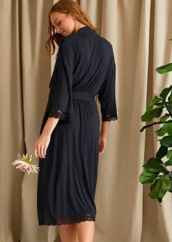 Cheap Pretty You London Bamboo Lace Kimono Raven
