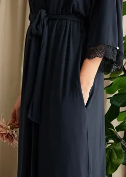 Cheap Pretty You London Bamboo Lace Kimono Raven