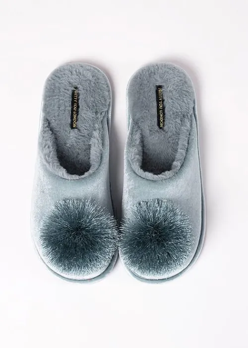 Cheap Pretty You London Coco Slippers Duck Egg