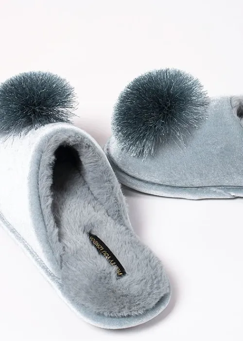Cheap Pretty You London Coco Slippers Duck Egg