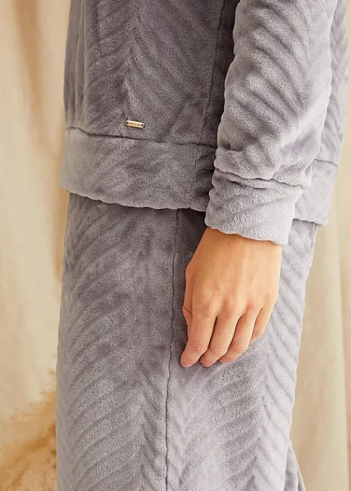 Online Pretty You London Cosy Chevron Lounge Suit Shale Grey