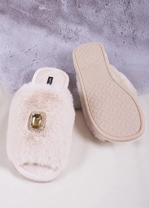 Online Pretty You London Fifi Slippers Powder Puff