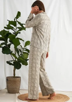Clearance Pretty You London Studio Botanical Pyjama Set Olive Print