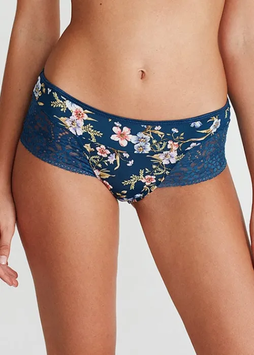 Hot Promise Electra Floral Underwired Bra And Shorty Brief Set Azule Petroleo