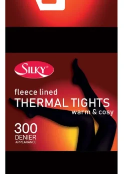 Fashion Silky 300 Denier Fleece Tights Black