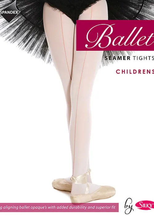 Fashion Silky Ballet Childrens Seamed Ballet Tights Seamed Theatrical Pink