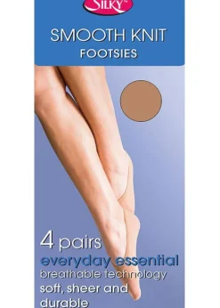 Cheap Silky Smooth Knit Footsies 4 Pair Pack Silky Natural