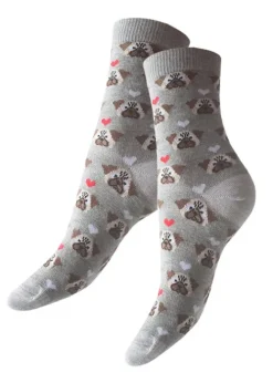 Hot Tiffany Quinn Dog Design Cotton Ankle Socks Steel Grey
