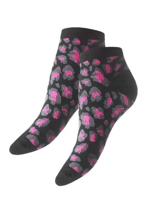 Online Tiffany Quinn Platinum Range Animal Print Trainer Socks 3Pp Animal Pink