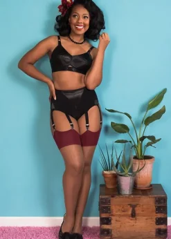 Best What Katie Did Glamour Contrast Seamed Stockings Nutmeg Claret Nutmeg Claret Seam