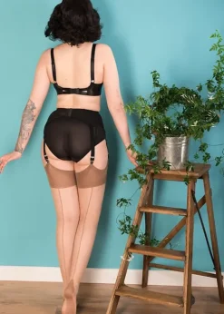 Clearance What Katie Did Glamour Contrast Seamed Stockings Champagne Latte Champagne Latte Seam