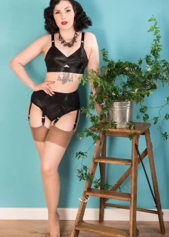 Clearance What Katie Did Glamour Contrast Seamed Stockings Champagne Latte Champagne Latte Seam